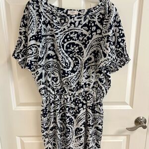 LOFT Navy and White Paisley Mini Dress
